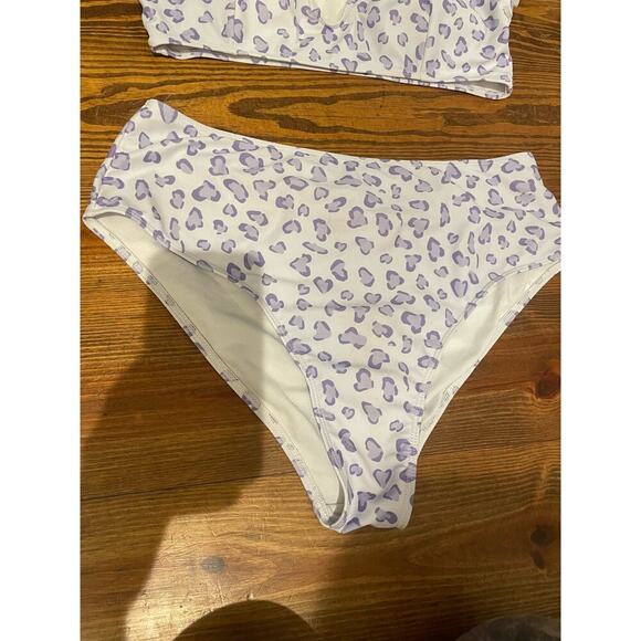 SHEIN Ruffled Sleeve High Waist Lilah Leopard Bikini, size L - Picture 2 of 7